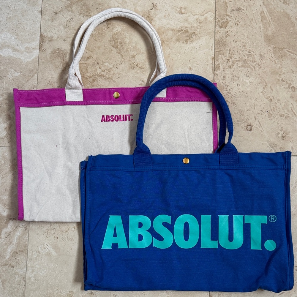 2 Absolut (Vodka) Canvas Market Totes